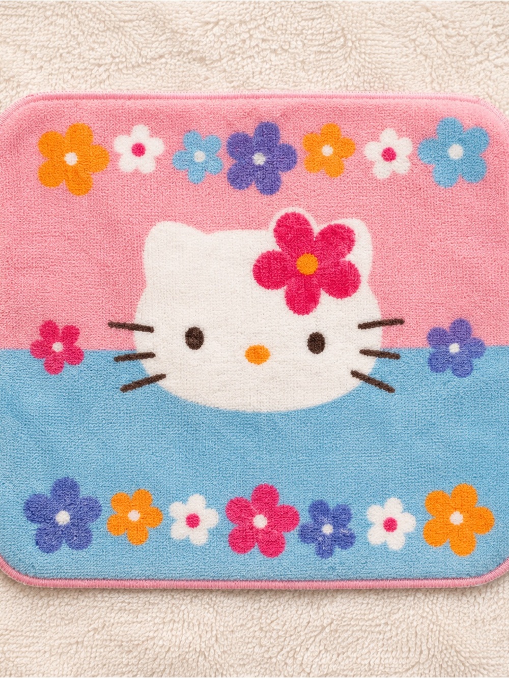Hello Kitty Pink and Blue Floral Face Hand Towel